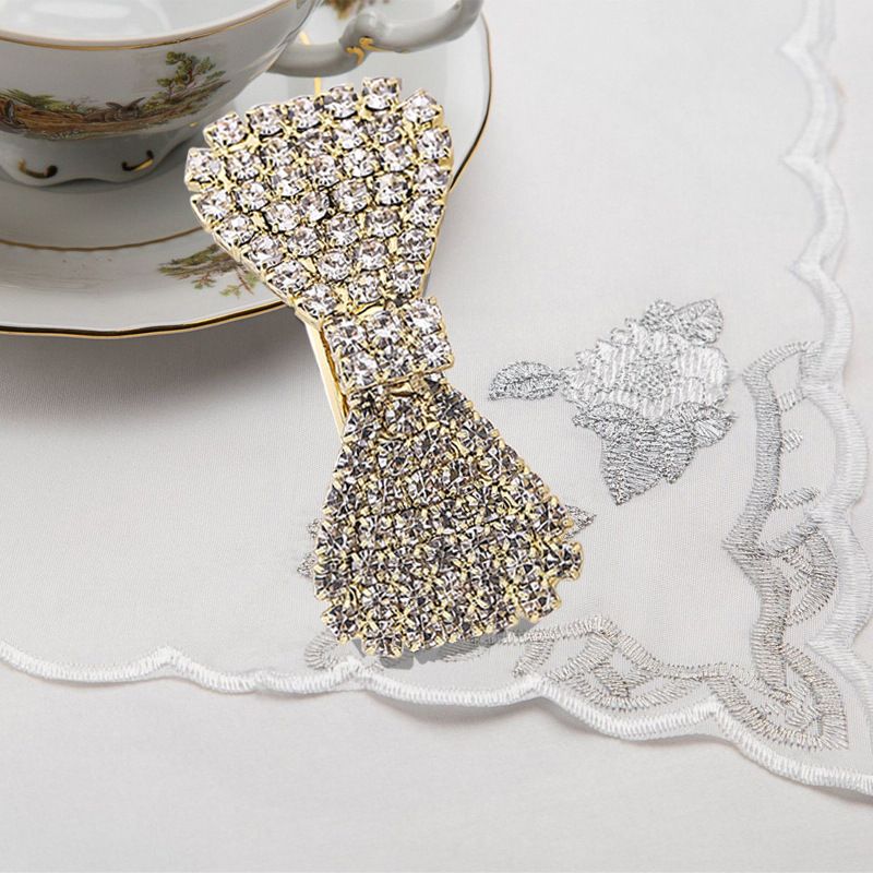 6 Pieces Crystal Rhinestone Hair Clips Clear Hair Bows Barrettes Mini view 2