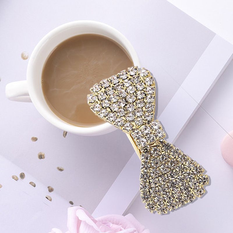 6 Pieces Crystal Rhinestone Hair Clips Clear Hair Bows Barrettes Mini view 3