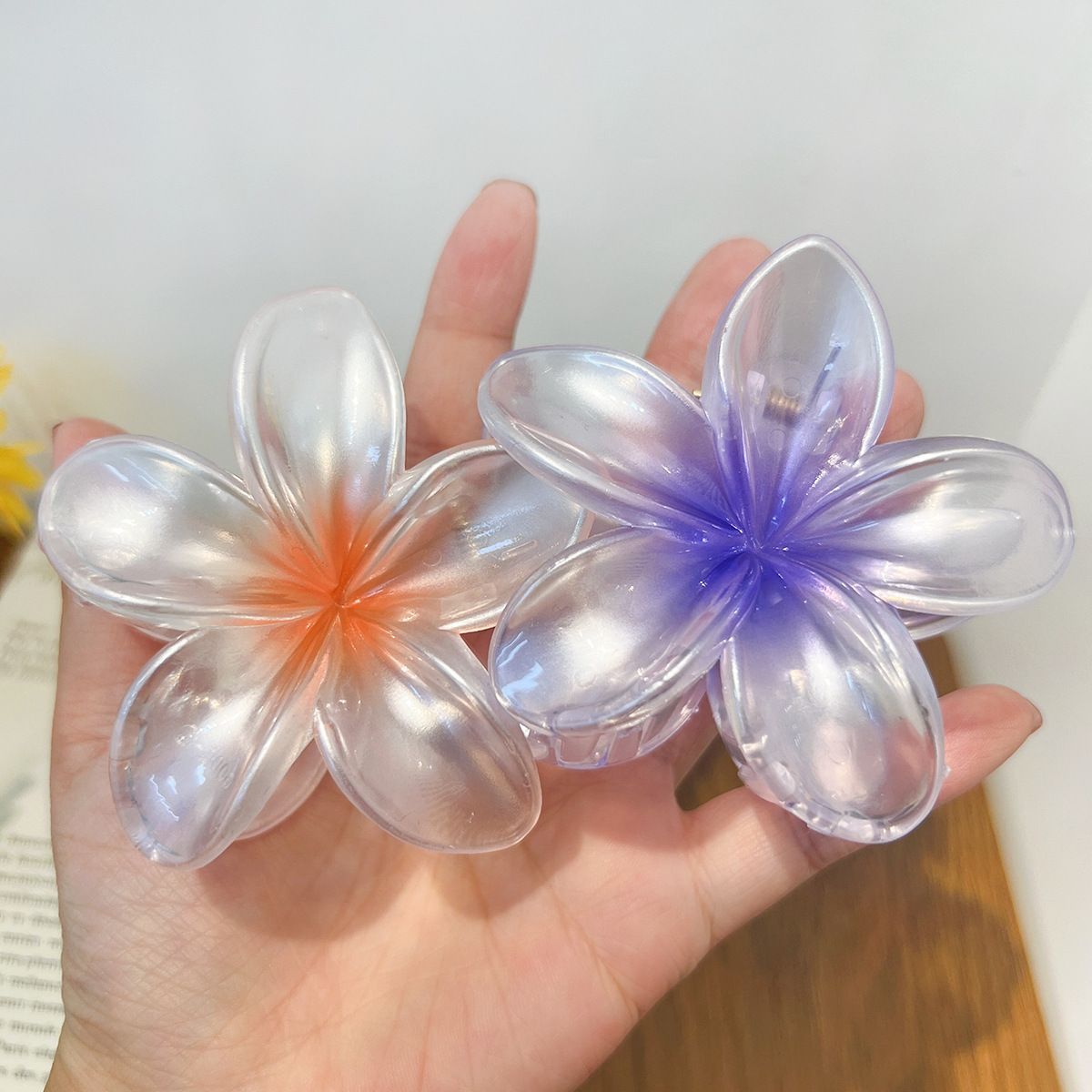 Big Flower Hair Claw Clips Small Butterfly Clips Hair Pins-3PCS Strong Hold view 3