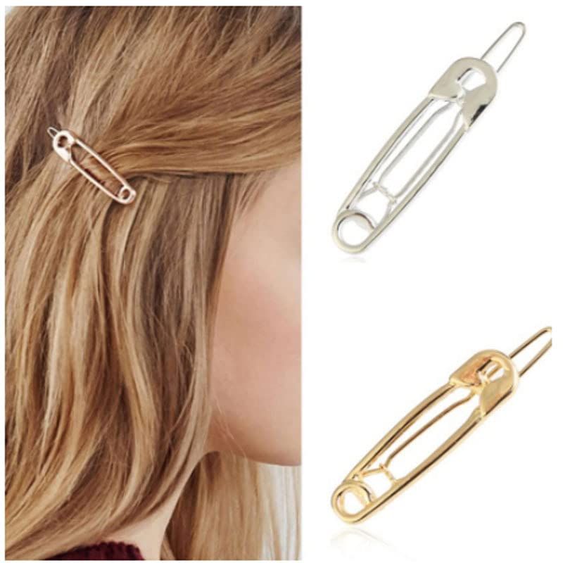 10Pcs Hair Pins Hair Clips Alloy Safety Pin Shape Hairpin Barrettes Goth Hair view 2