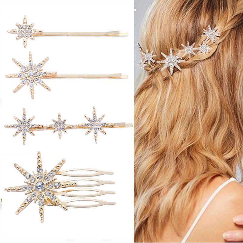 2PCS Hair Pins Rhinestones Hair Clips Crystal Hair Barrettes Decorative Pin view 3