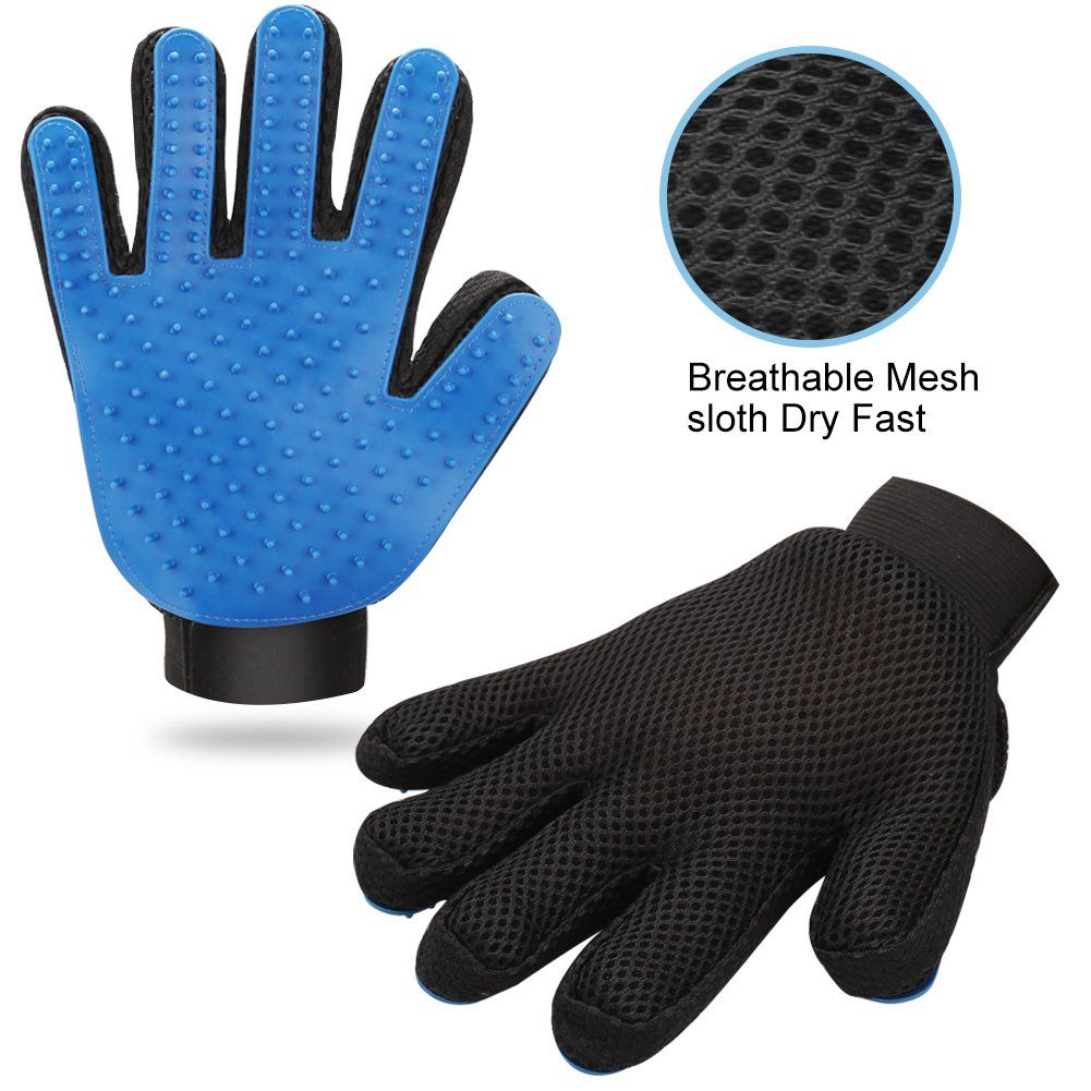 2PCS Pet Grooming Glove, Dog Brush Glove, Gentle Deshedding Brush view 2