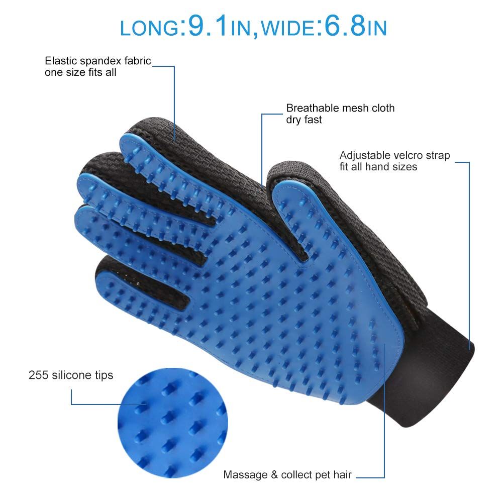 2PCS Pet Grooming Glove, Dog Brush Glove, Gentle Deshedding Brush view 4