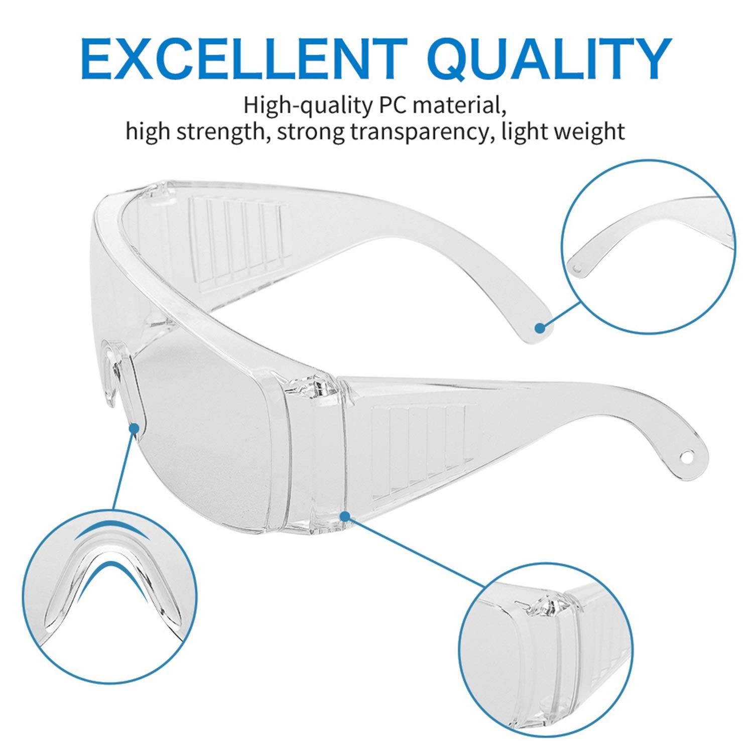 2pcs Safety Glasses for Over Glasses