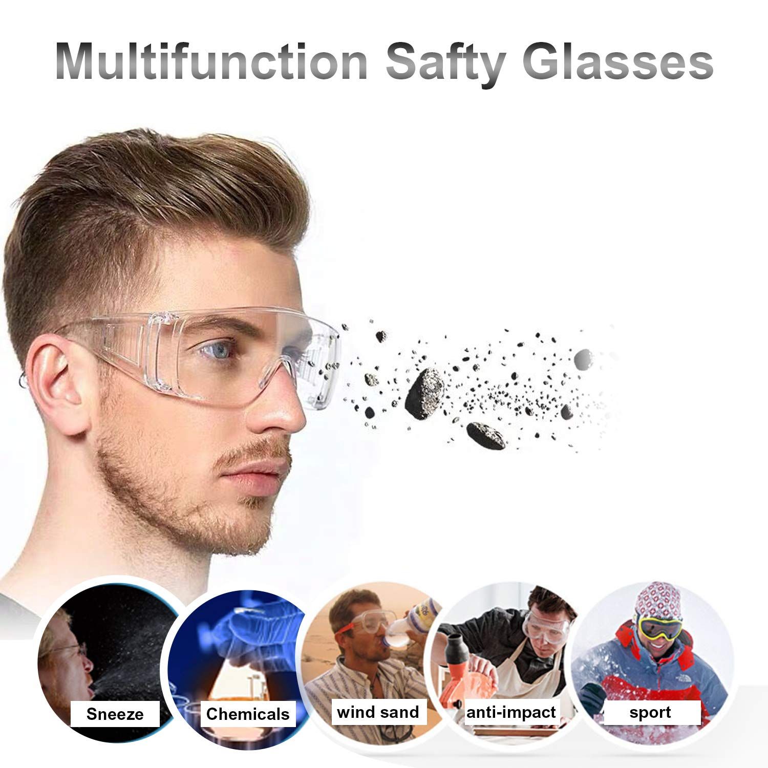 2pcs Safety Glasses for Over Glasses view 2