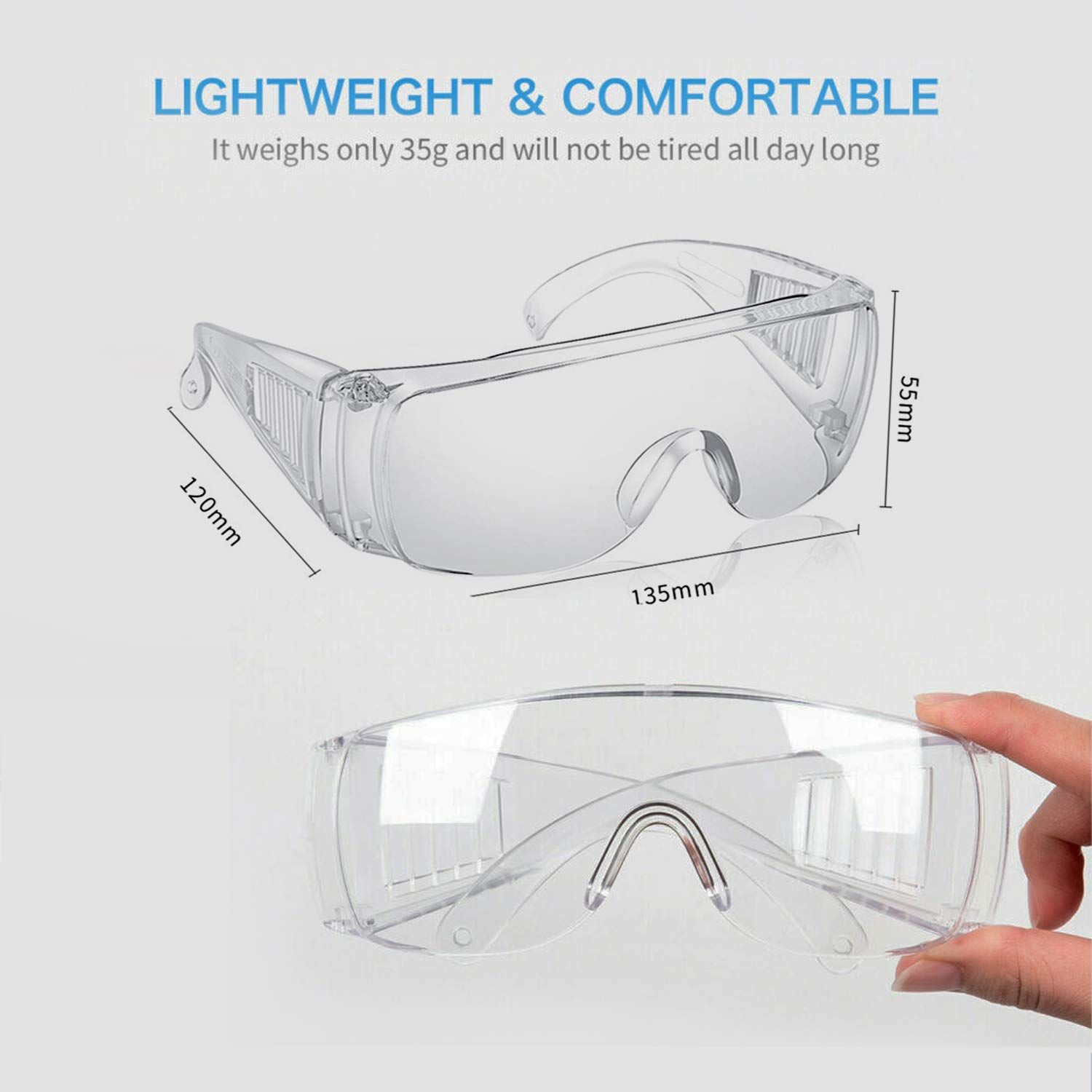 2pcs Safety Glasses for Over Glasses view 3