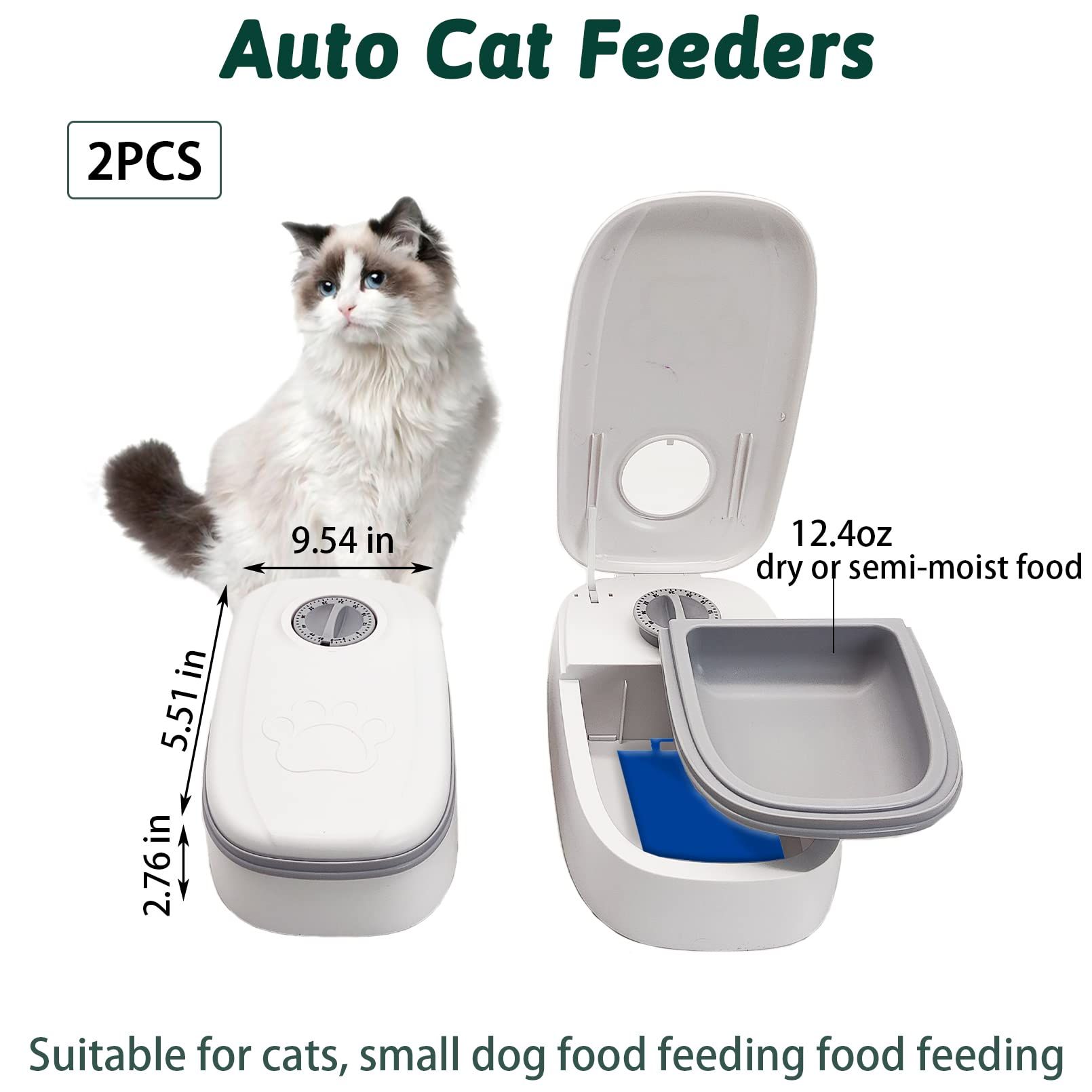 Automatic 2 Meals Cat Feeder Auto-On Smart Pet Feeder Dry and Wet Food