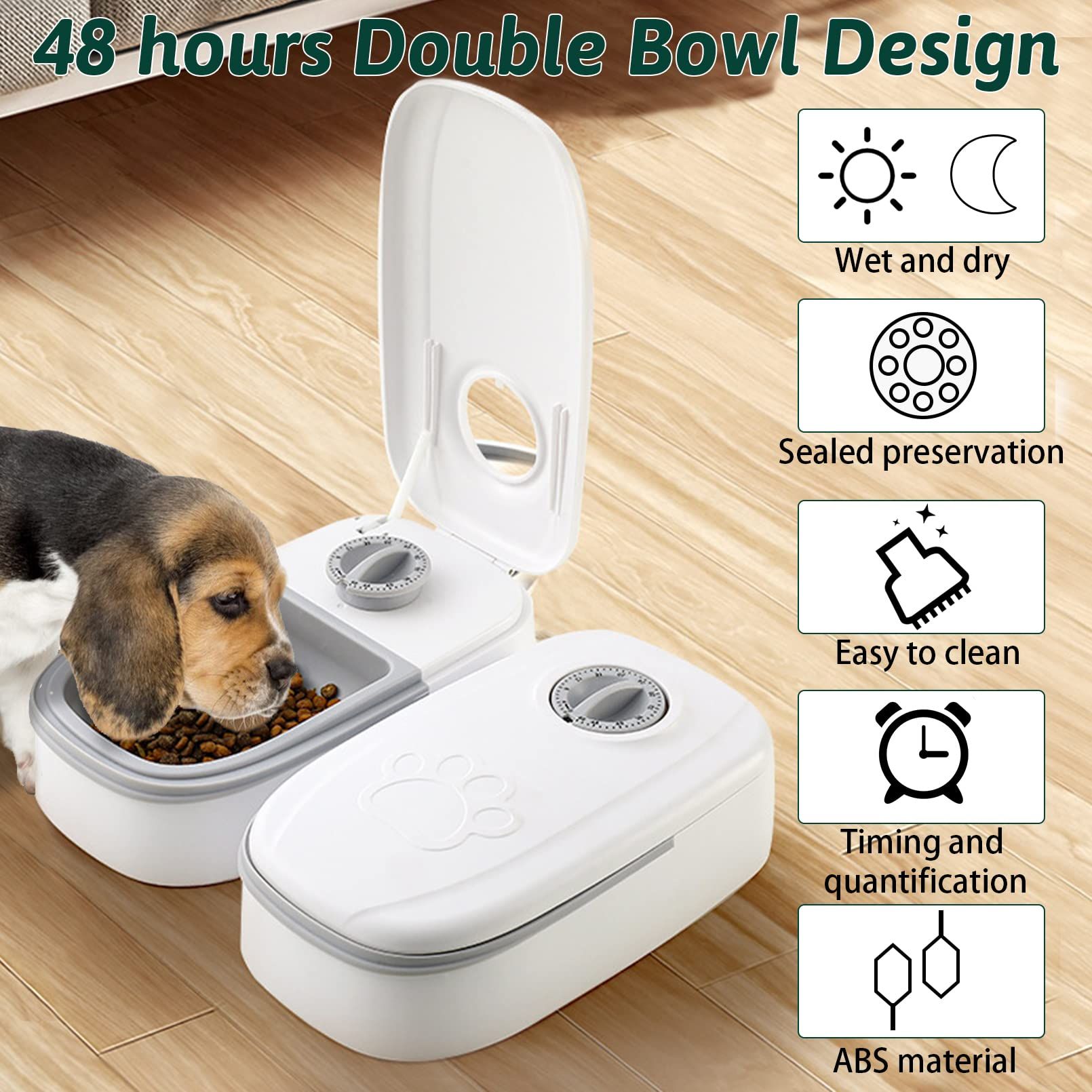 Automatic 2 Meals Cat Feeder Auto-On Smart Pet Feeder Dry and Wet Food view 4