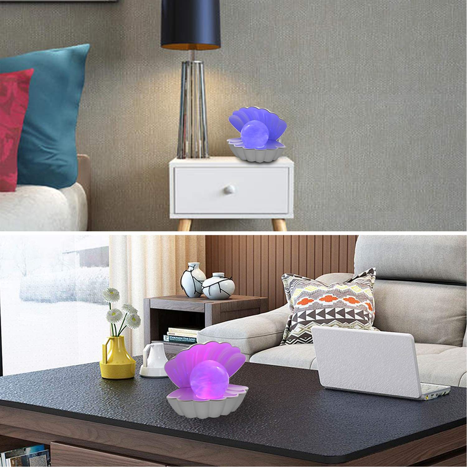 Beach Themed RGB 8 Colors Changing Mood Shell Pearl Lamps — image 1