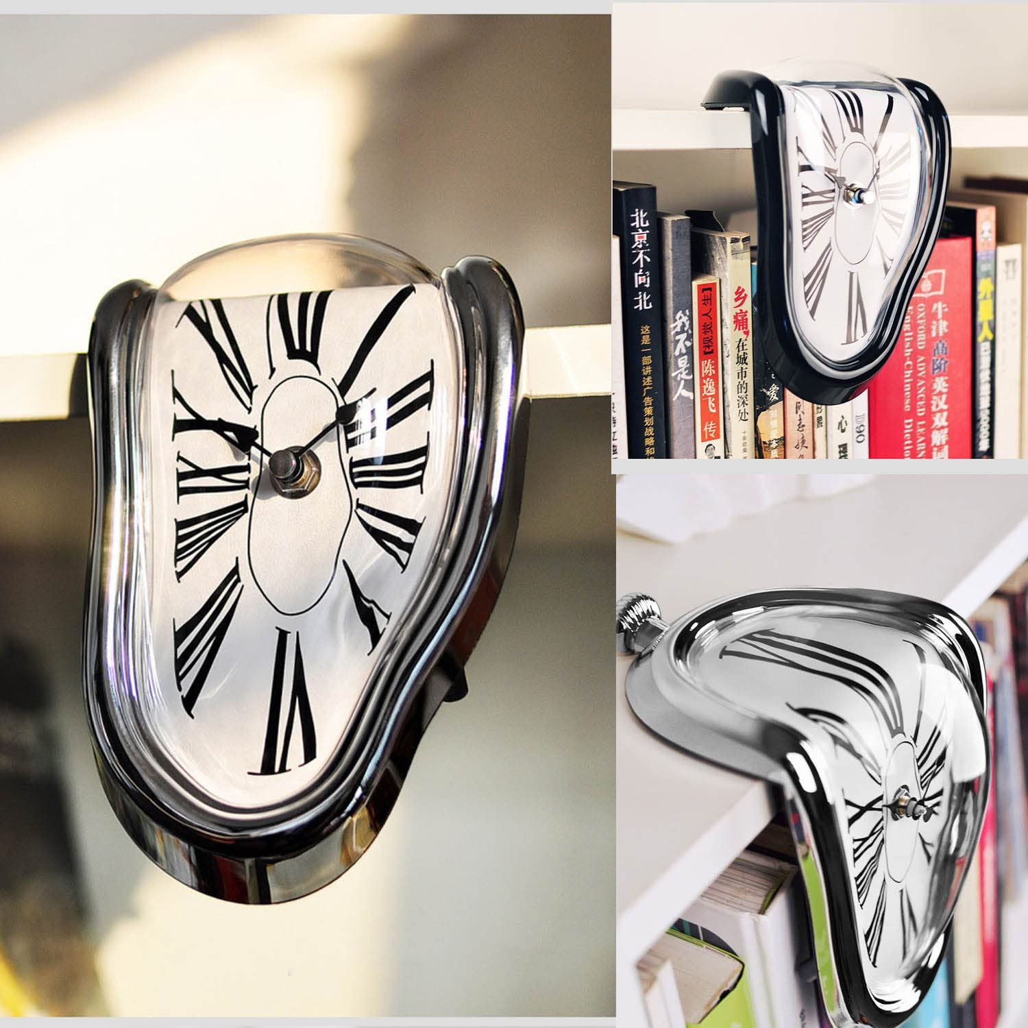 Melting Clock, Watch Melted Wall Clock for Decorative Home Office Shelf Desk — image 1