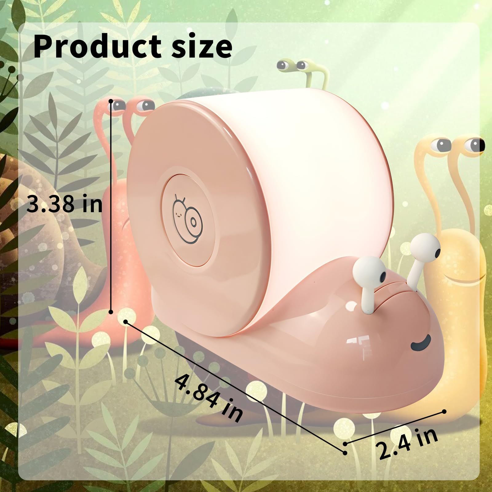 Snail Night Light,slug lamp for Kids USB Rechargeable Cute Animal Lamps Timer view 4