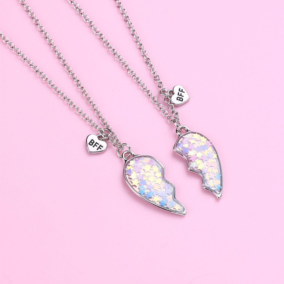 Best Friend Necklace for 2 Girls Magnetic Matching Friendship Necklace Half