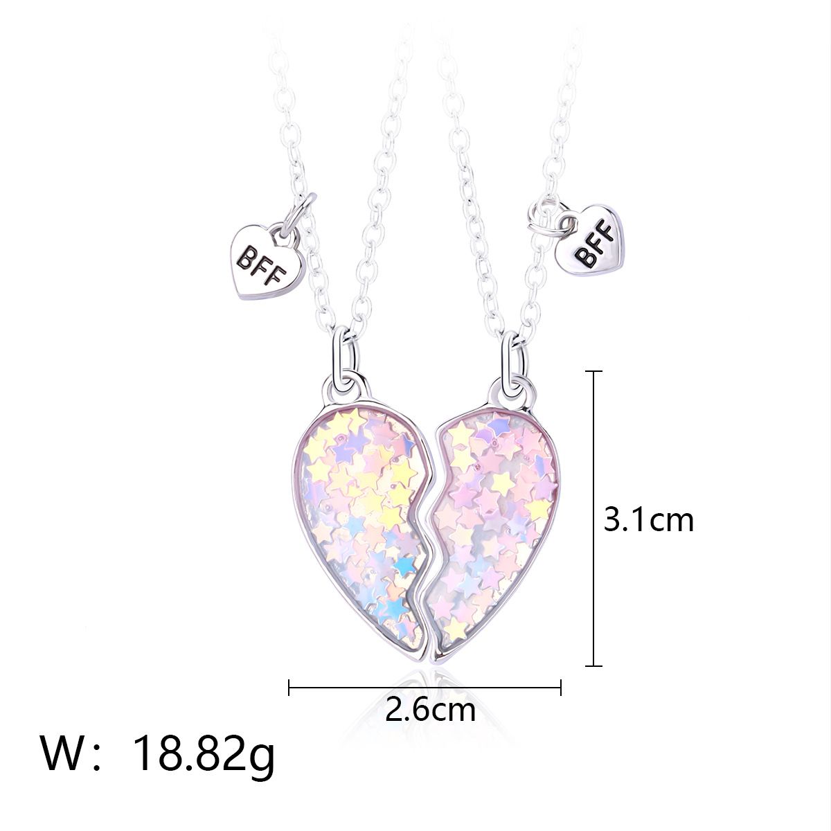 Best Friend Necklace for 2 Girls Magnetic Matching Friendship Necklace Half view 4