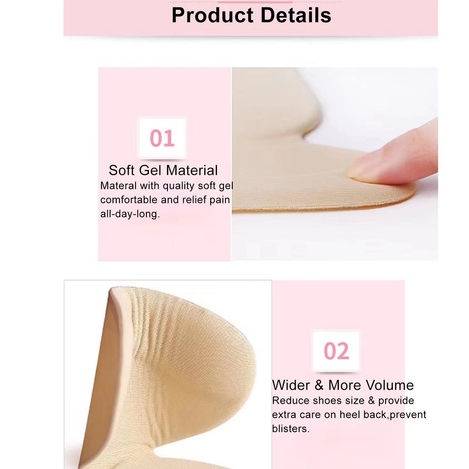 3 Pairs(6pcs) Reusable Heel Inserts for Women and Men Soft Gel Heel Protectors view 2