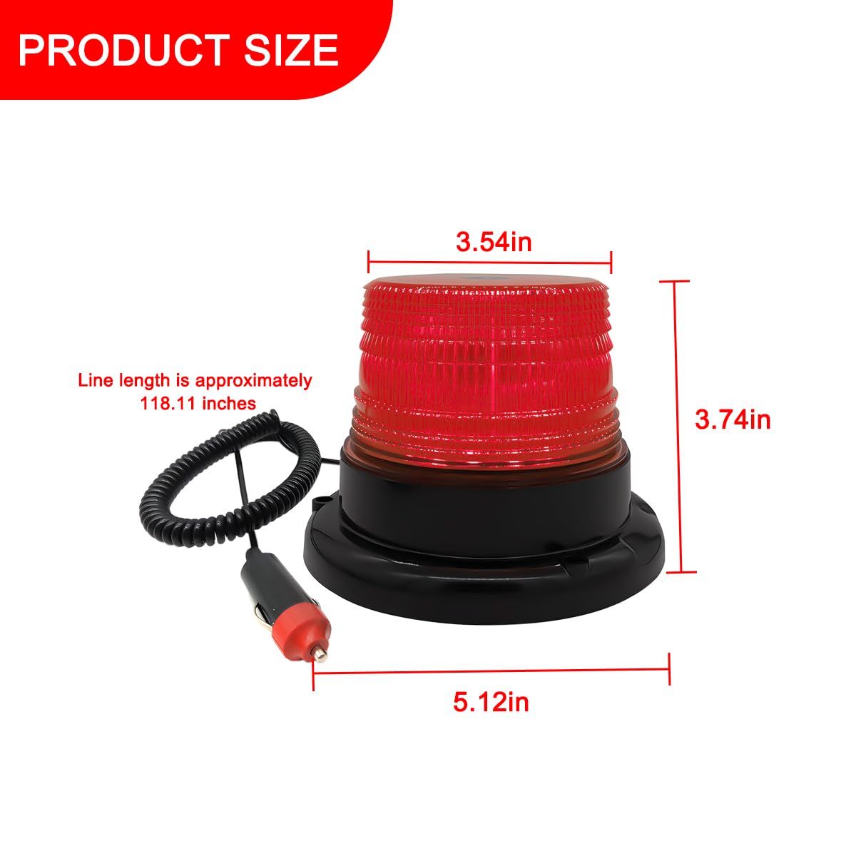 Wireless Strobe Light,Red LED Beacon Light,Rechargeable Magnet Rooftop Warning