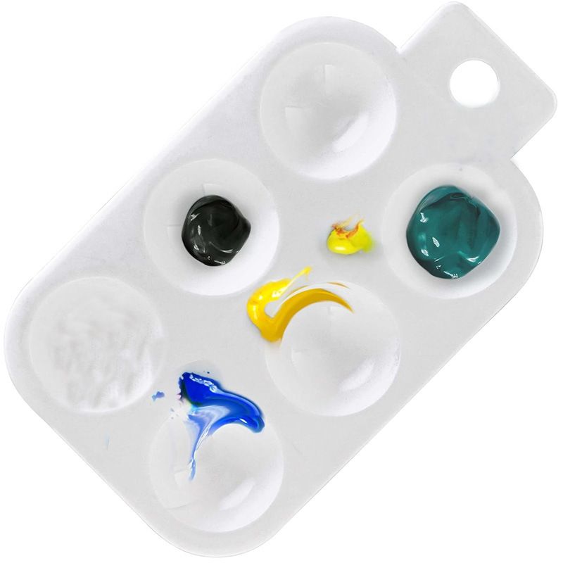 4pcs 6-Well Plastic Rectangular Artist Painting Palette - Paint Color Mixing