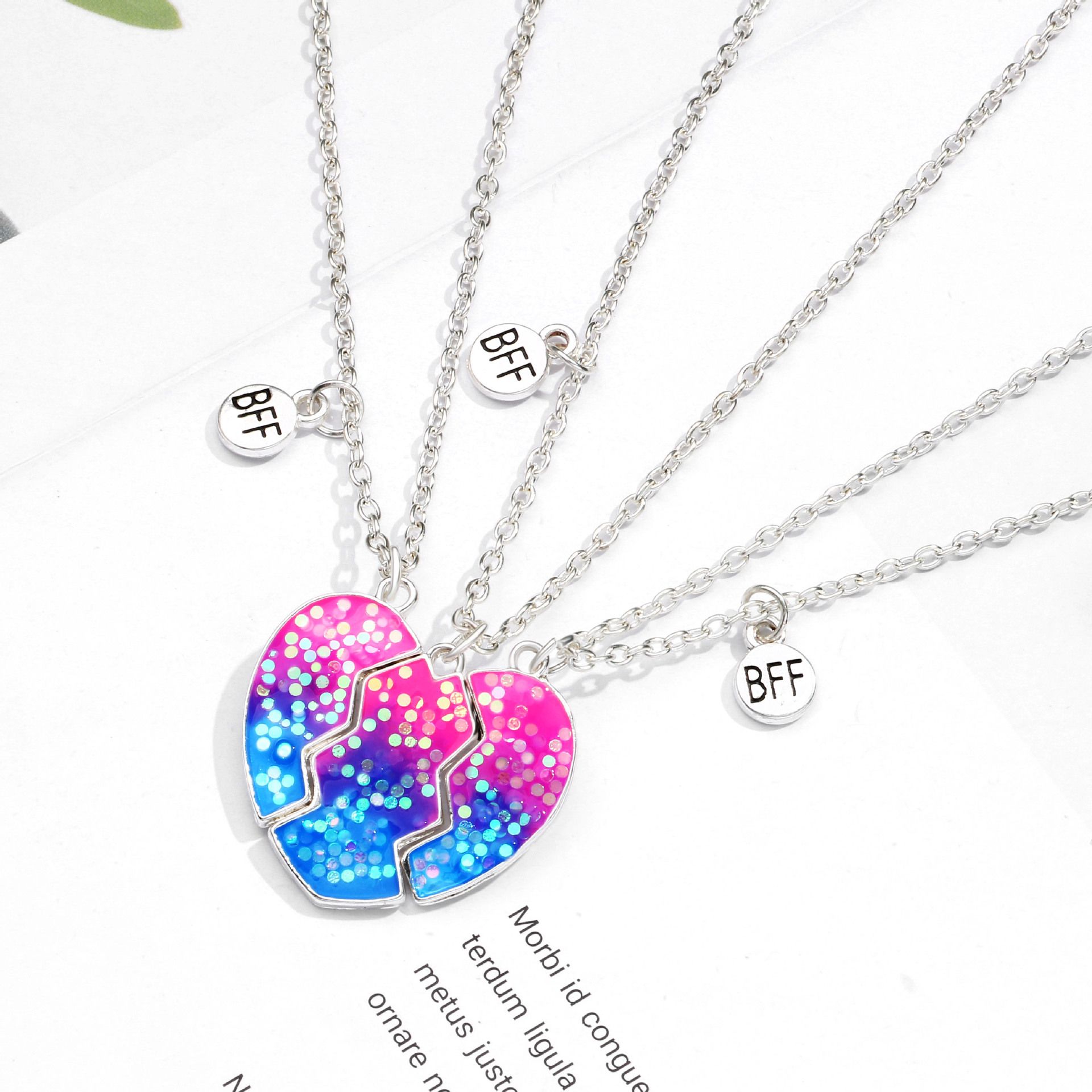 2-3Pcs Cute Half Broken Heart Koala Panda Engraved BFF Pendant Necklace for view 2