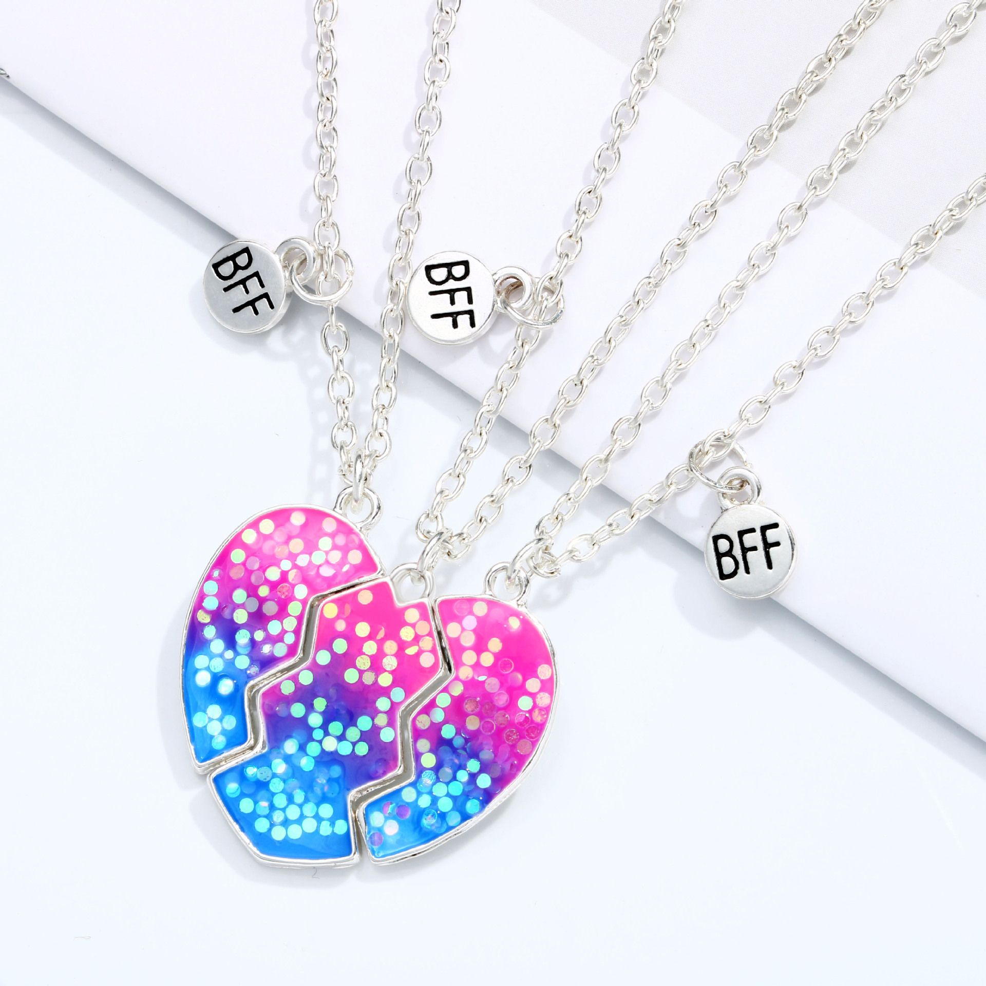 2-3Pcs Cute Half Broken Heart Koala Panda Engraved BFF Pendant Necklace for view 3