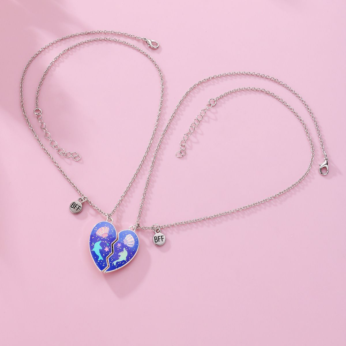 Charm Necklace for 2/3 Girls Best Friend Matching Necklace Heart Cat Koala view 2