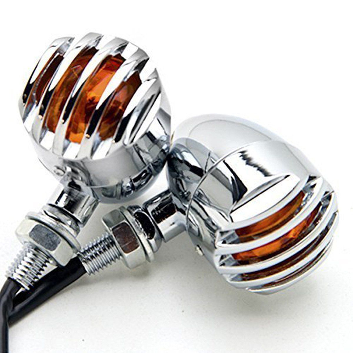 Chrome Heavy Duty Motorcycle Turn Signals Bulb Indicators Blinkers Lights a view 2