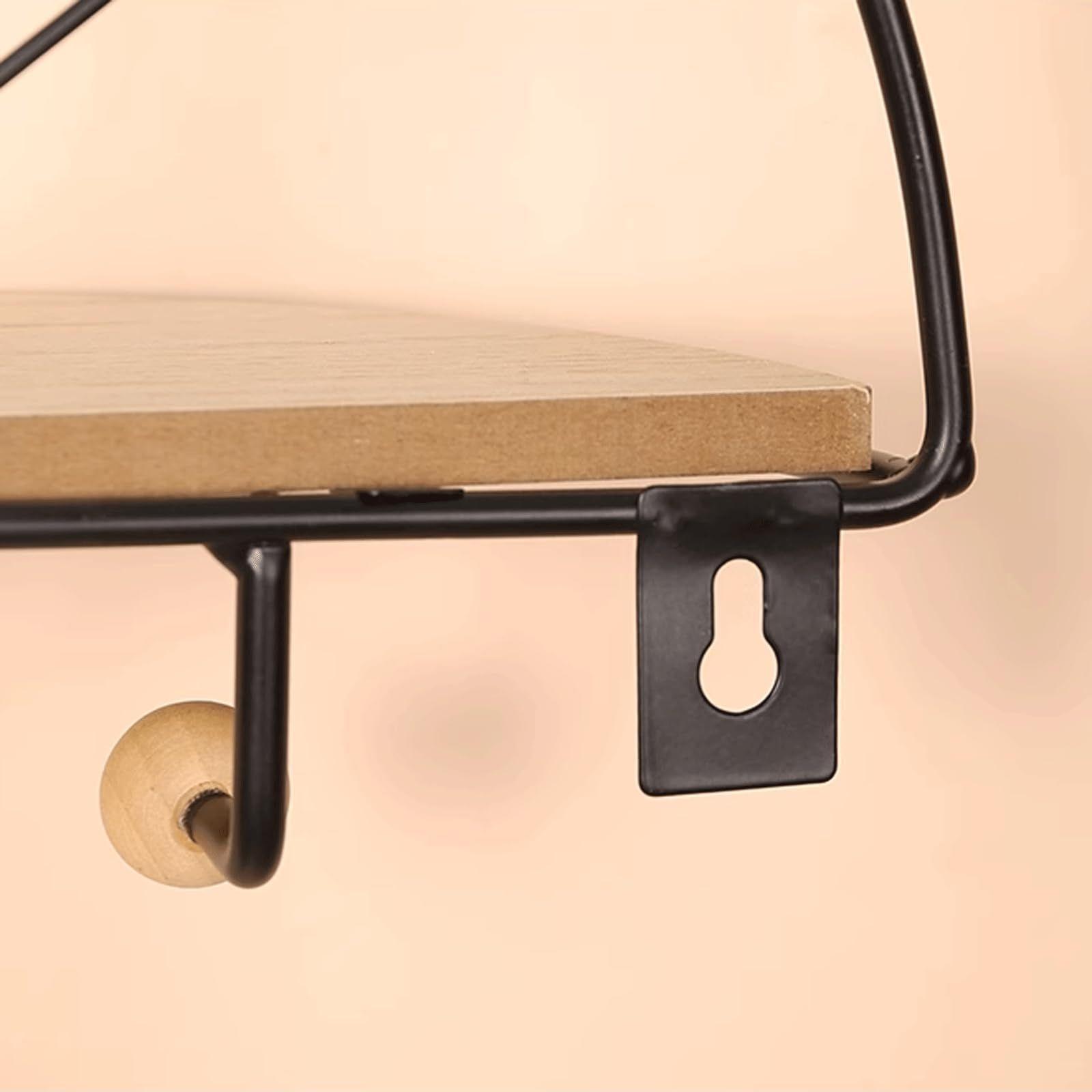 Floating Shelves Wall Mounted Half Round Wall Shelf Wood and Metal Semi-Circle view 3