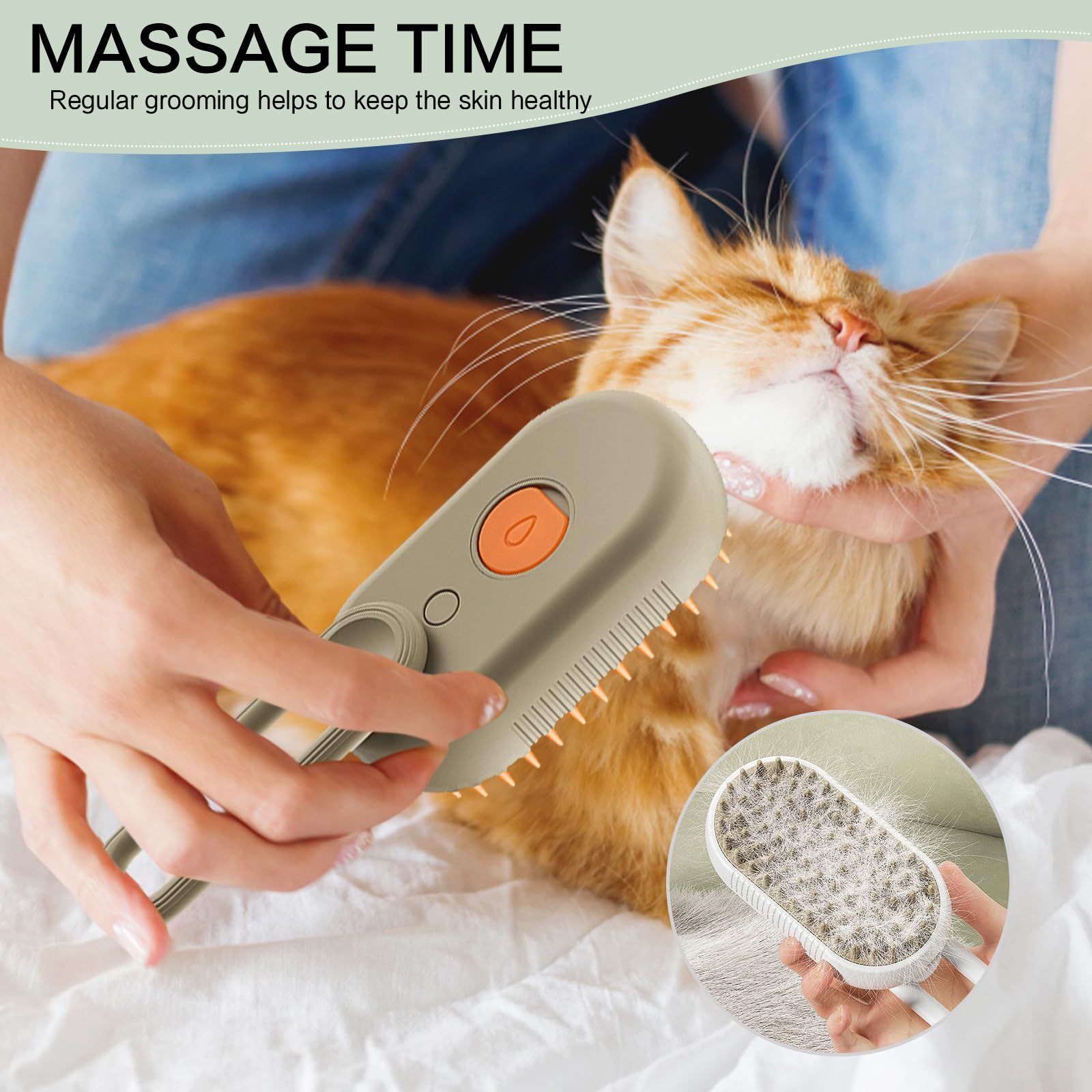 Steamy Cat Brush, Electric Spray Steam Cat Hair Brush,3 in 1 Cat Steamy view 2