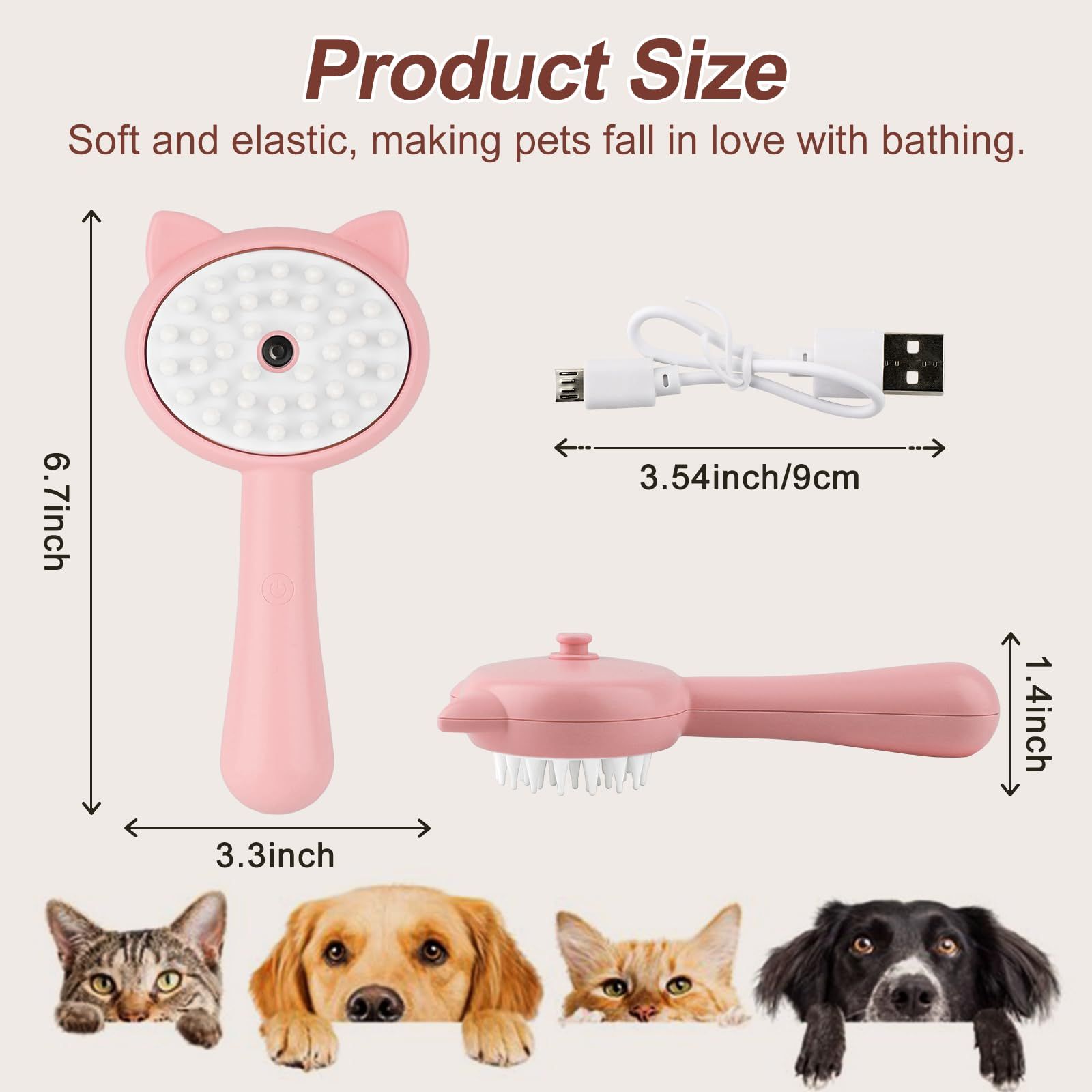 Cat Steam Brush, 3 in 1 Cat Steamy Brush Cleanser, Silicone Massage Grooming view 4