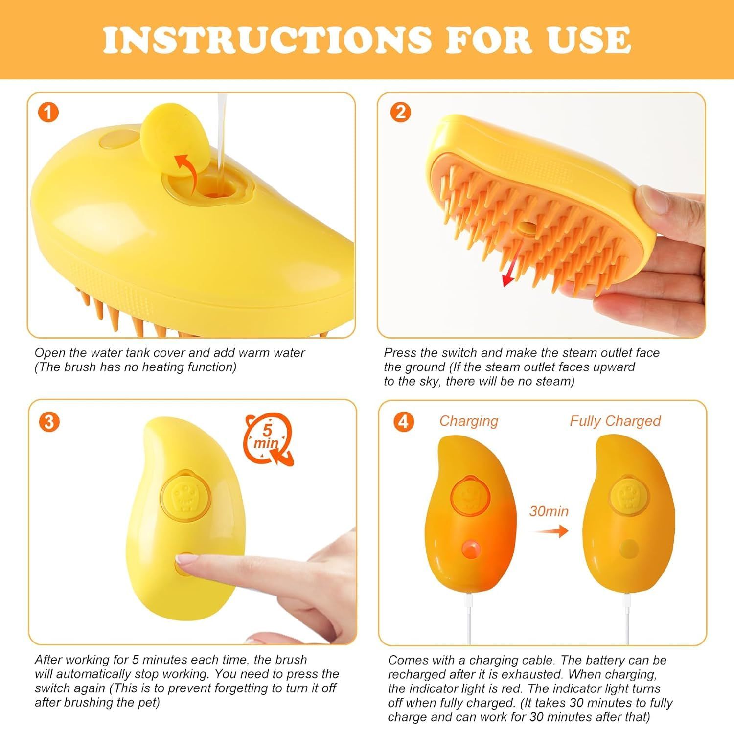 Steamy Cat Brush, 3 In1 Spray Cat Brush,Cat Steamer Brush for Massage, Steam view 3