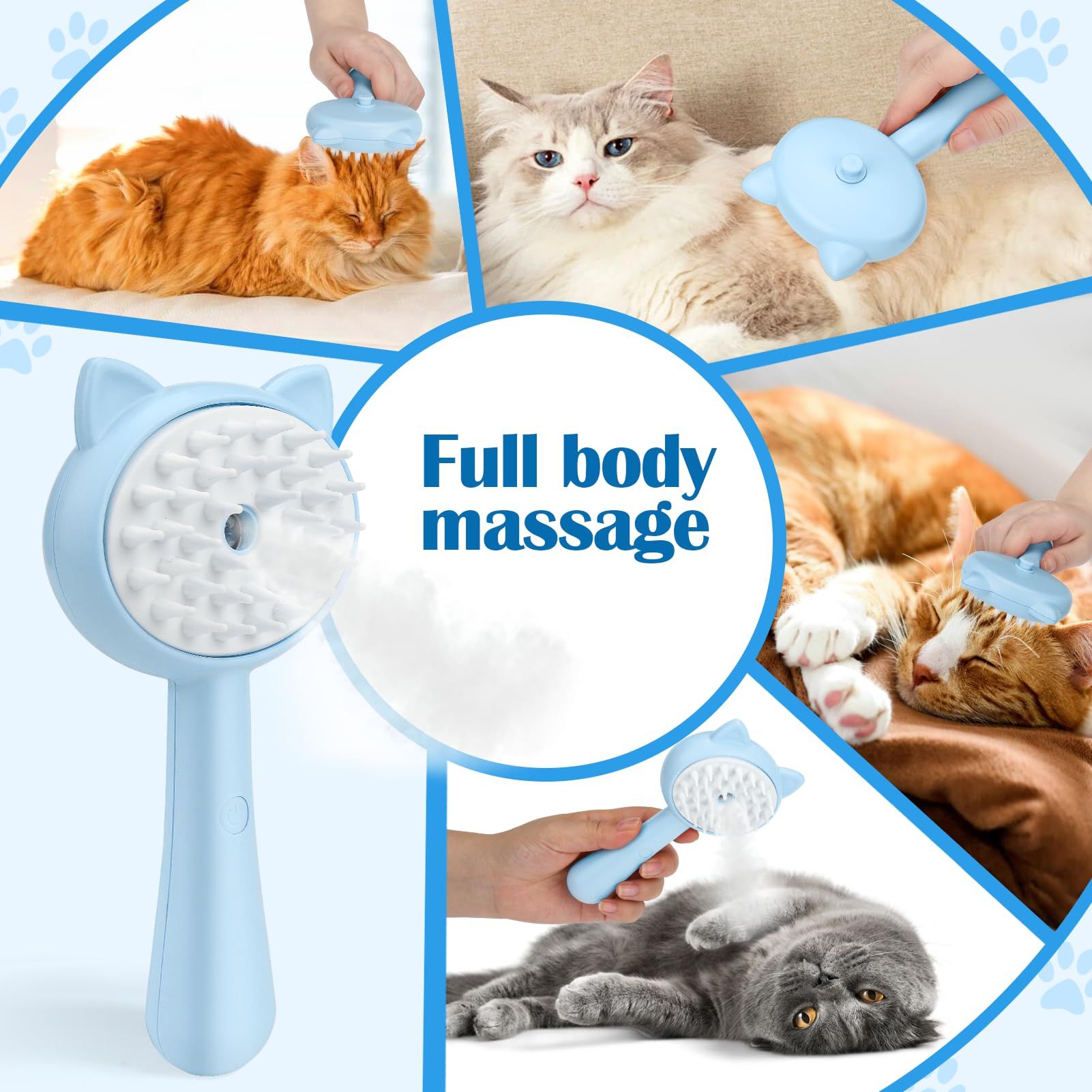 Cat Brush with Handle, Cat Steam Brush for Cat/Dog Hair Grooming with Water view 3