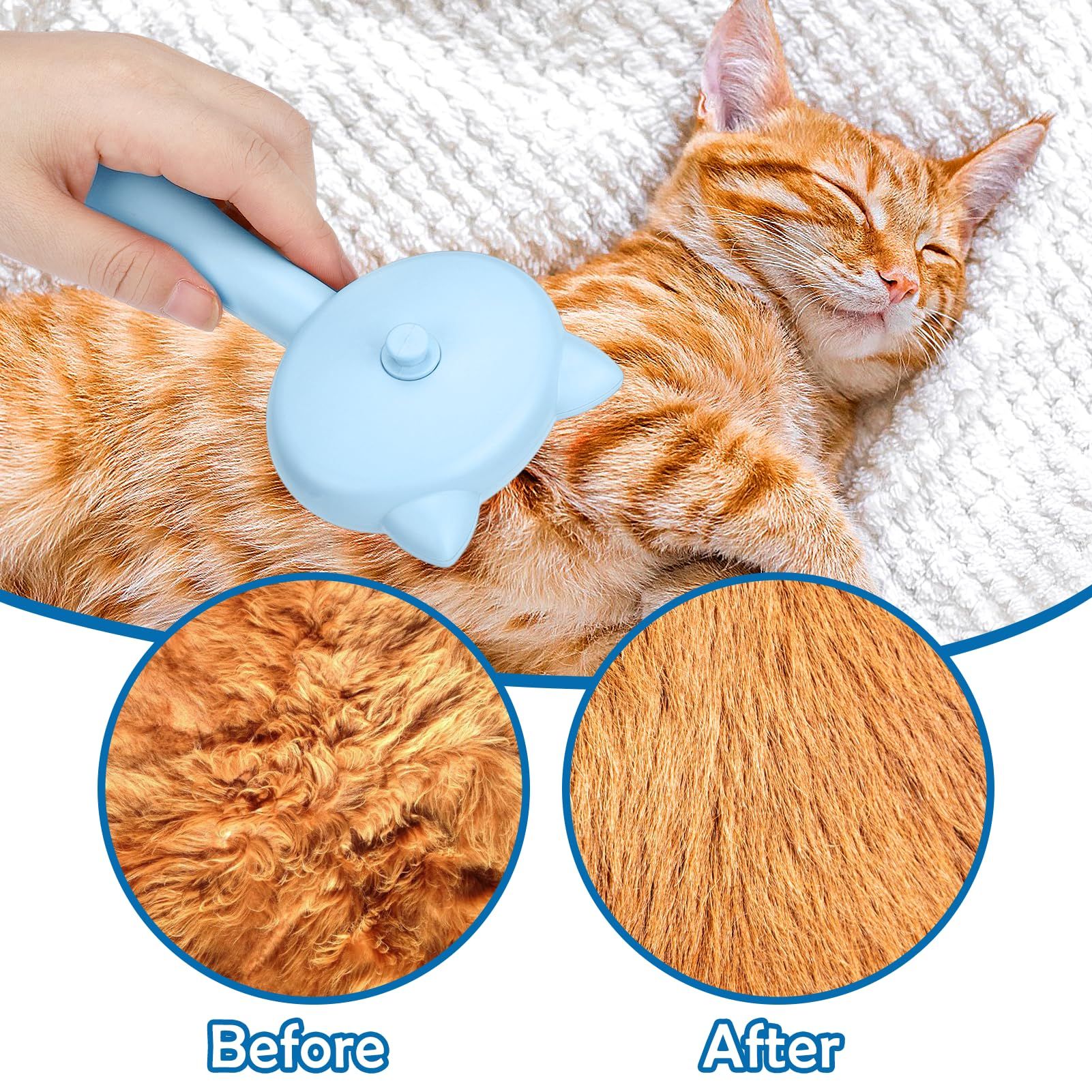 Cat Brush with Handle, Cat Steam Brush for Cat/Dog Hair Grooming with Water view 4