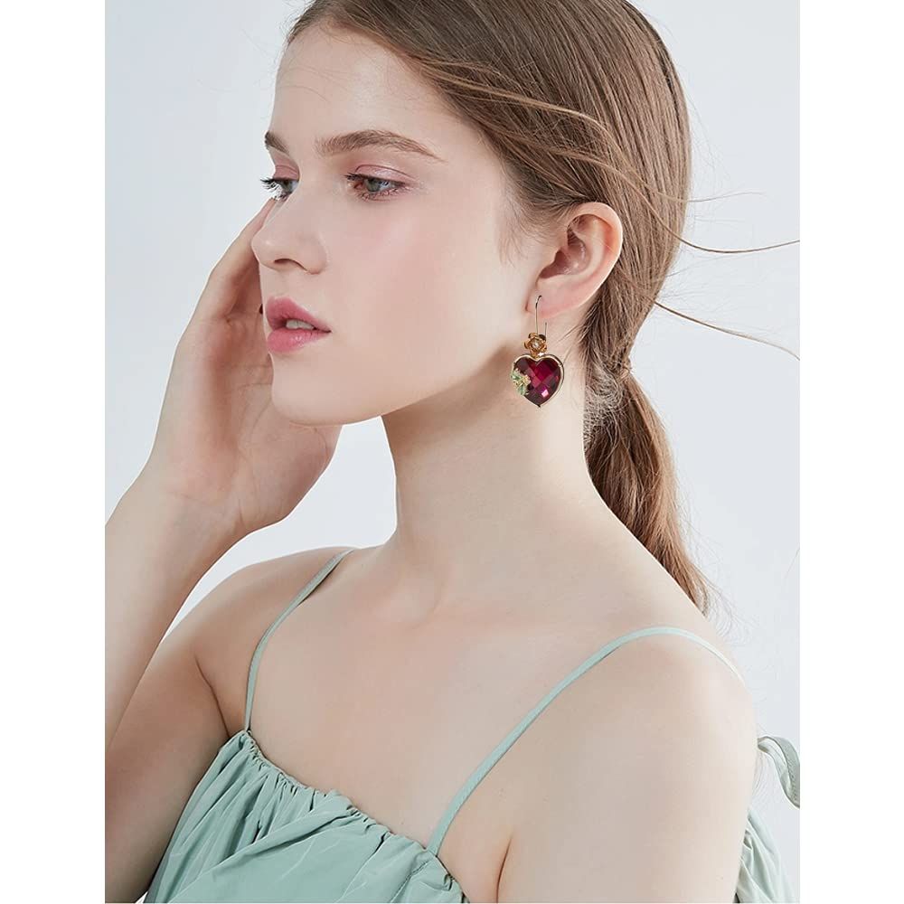 Fashion Multi Lucite Heart Flower Stone Drop Earrings For Women Womens Stone view 2