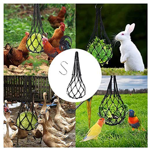 Hanging Chicken Feeder Toys Ball Chicken Vegetable String Bag Veggie Feeder view 2