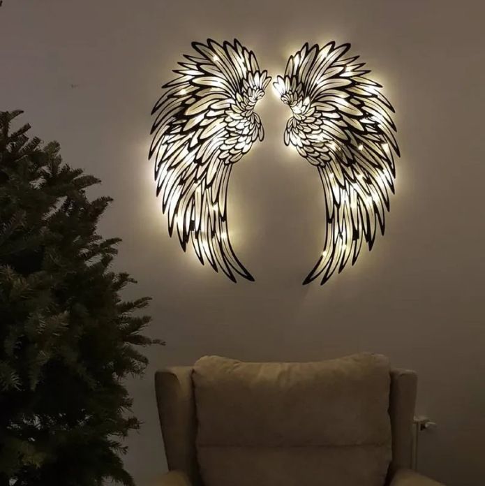 1 Pair Angel Wings Decorative Wall Decal Glowing Light Decorative Crafts view 3