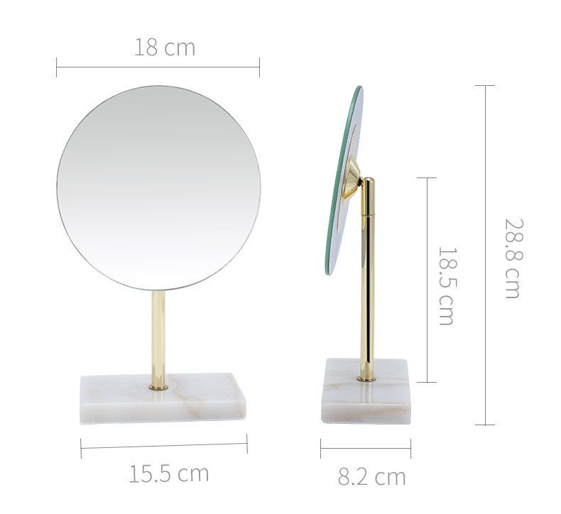 Desktop Makeup Mirror Marble Gold-Plated Princess Mirror Single-Sided HD view 2