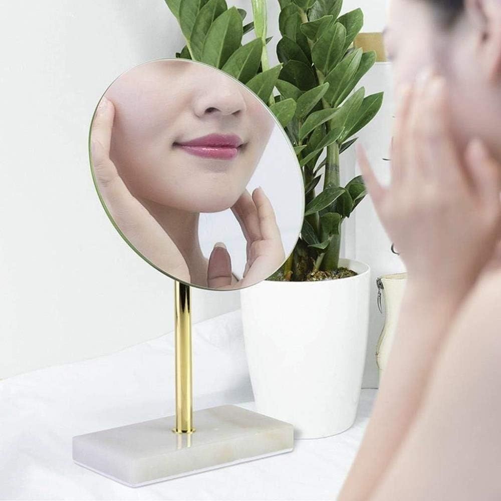 Desktop Makeup Mirror Marble Gold-Plated Princess Mirror Single-Sided HD view 3