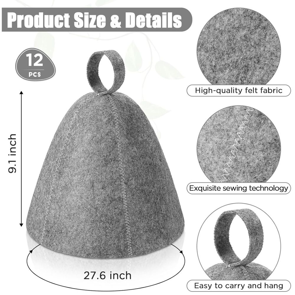 Sauna Hat, Foldable Natural Felt Cap, Soft Solid Cloche Hat, Bath Hat for Hot view 2