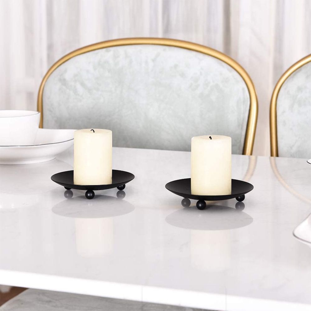Black Iron Plate Candle Holder view 4
