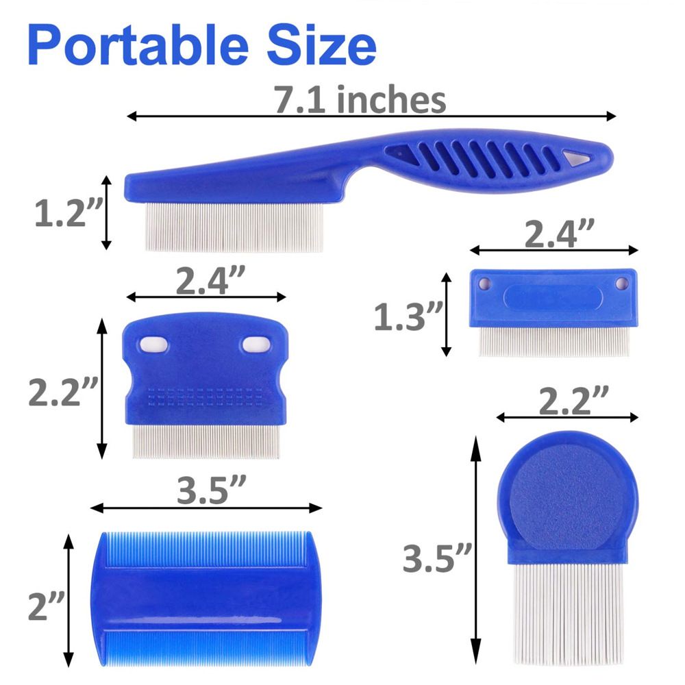Thereisno 6 Pieces Set Pet Lice Combs Dog Grooming Flea Comb for Cat Tear view 4