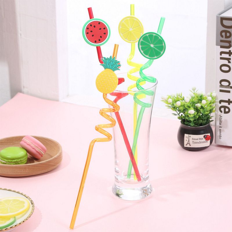 4pcs veggie straws wacky straws loopy funky straws curly drinking straws view 2