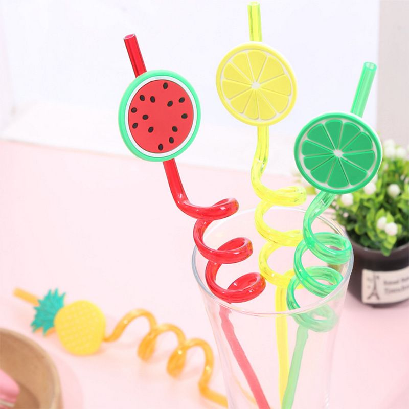 4pcs veggie straws wacky straws loopy funky straws curly drinking straws view 3