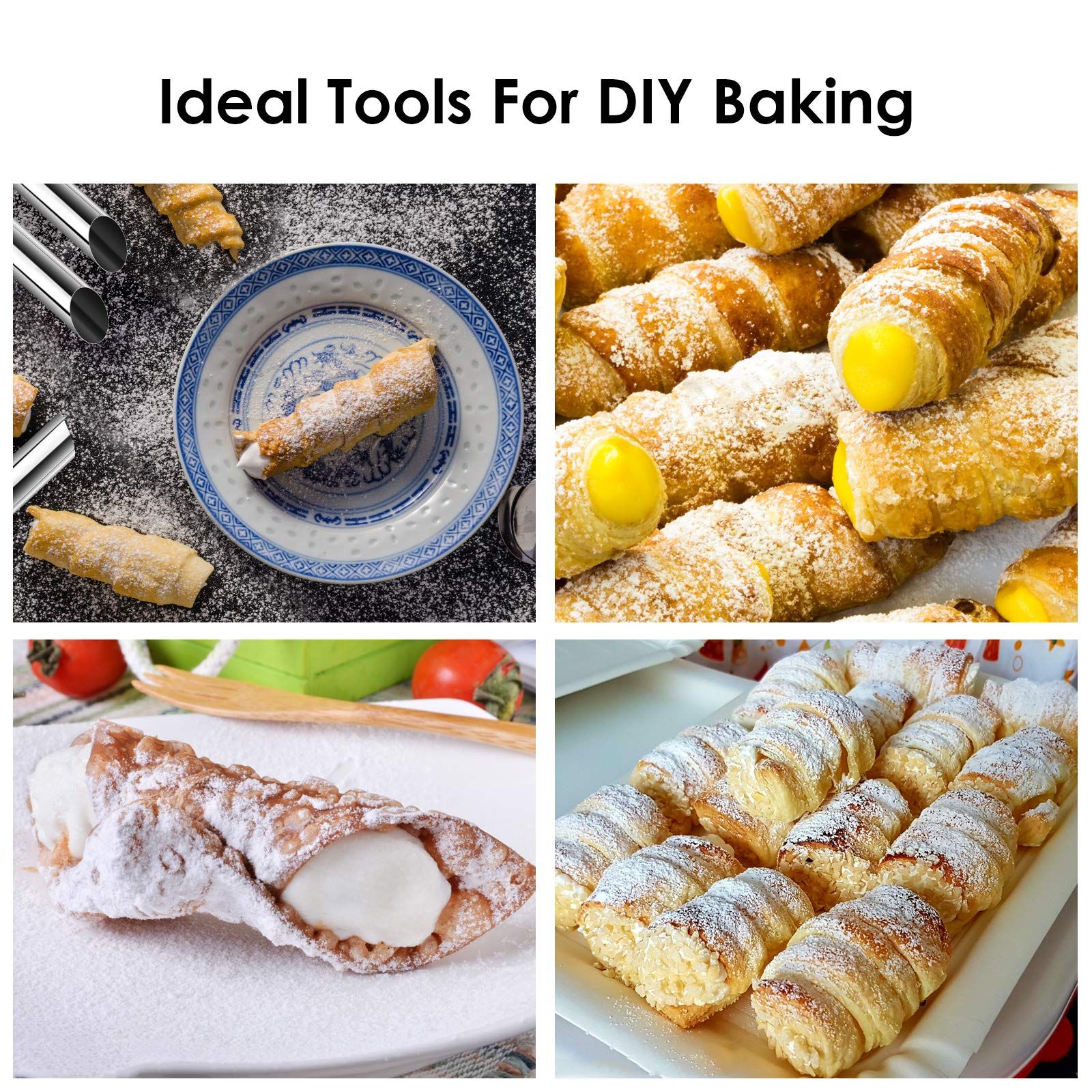 Cannoli Tubes, Cannoli Forms Non-stick cream horn Danish Pastry Molds for view 4