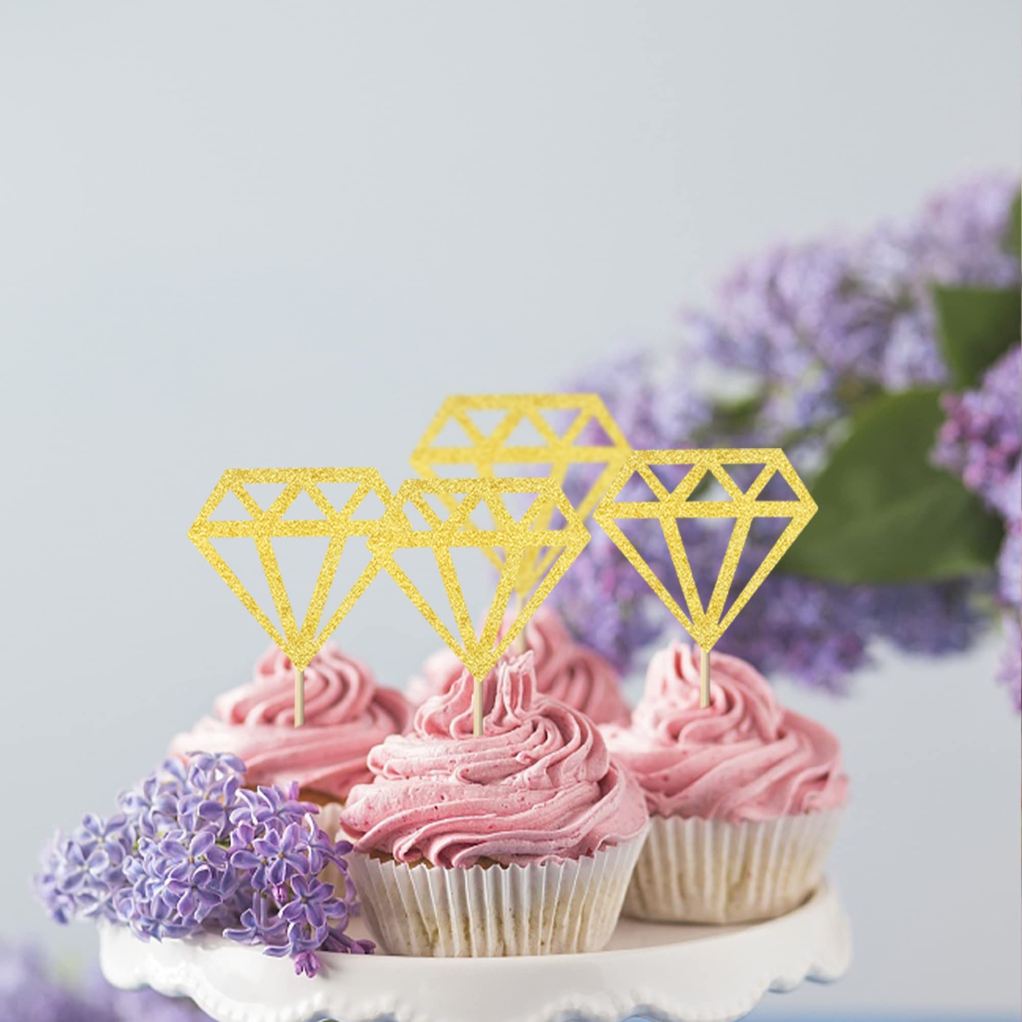 50 Pcs Gold Decor Cupcakes Happy Birthday Cake Wedding Decoration Happy view 2