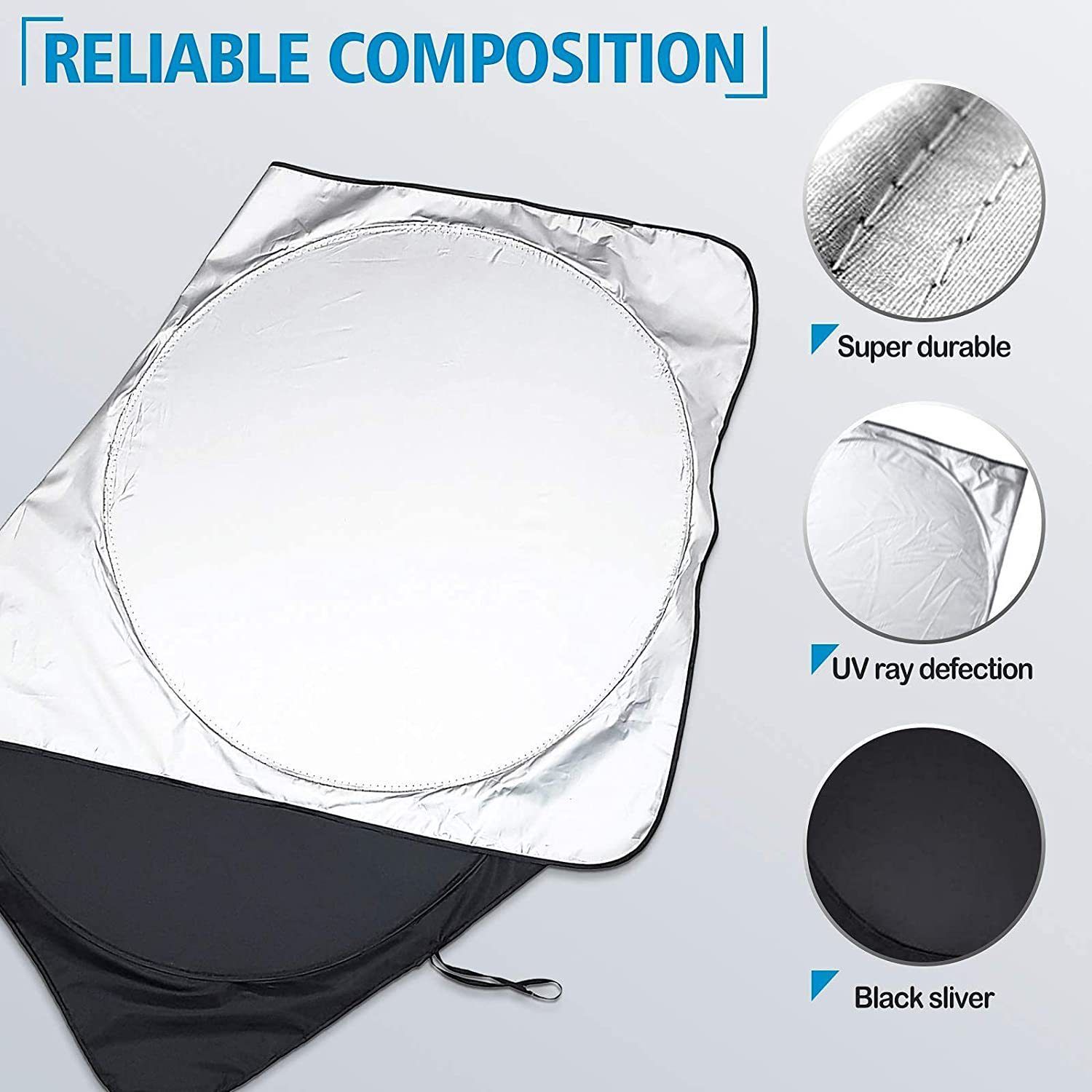 Sun Shade for Car Windshield Sun Shade Reflective Thickest Polyester Car Sun view 4