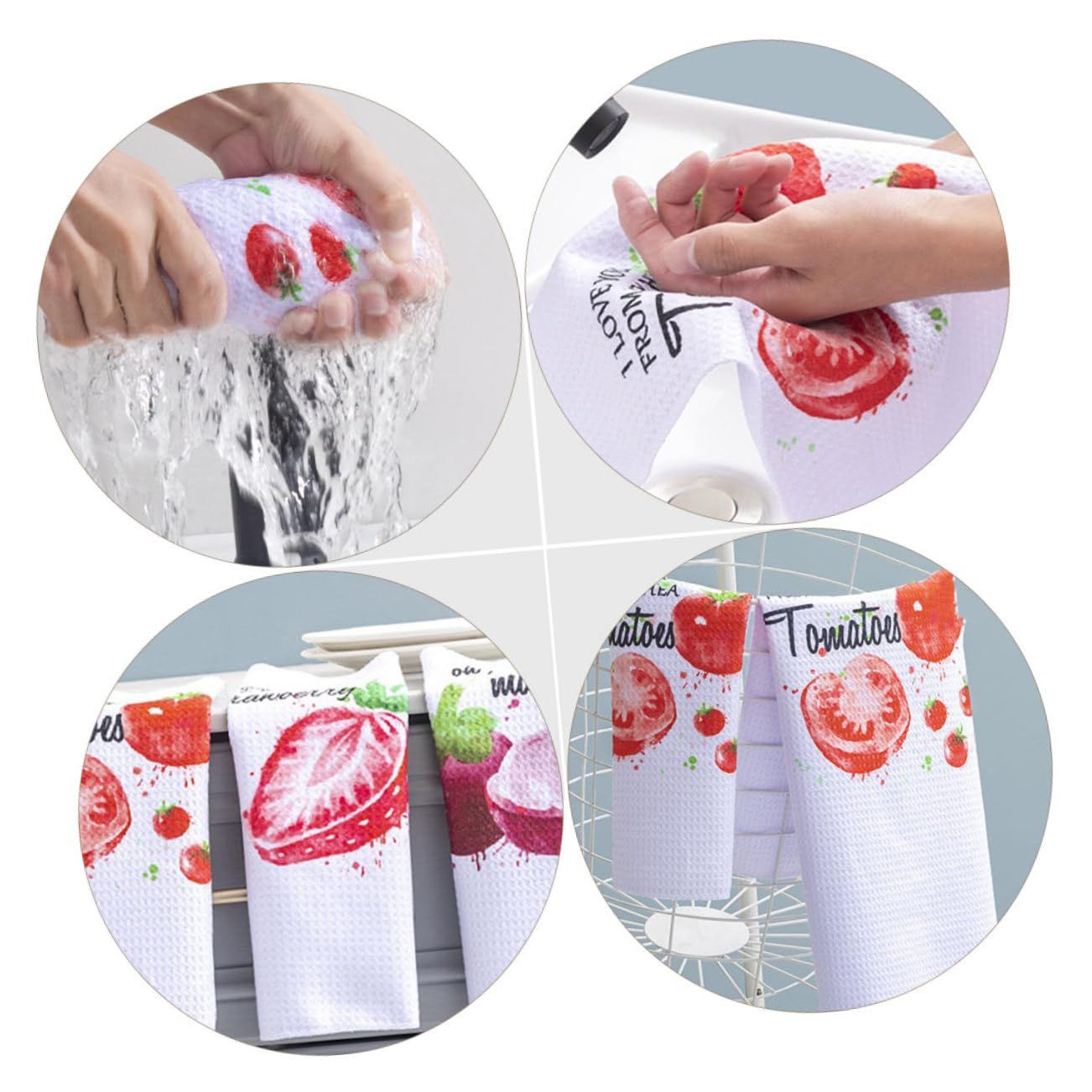 Kitchen Dish Cloth 4 Pcs Printed Scouring Cloth Glass Towels Kitchen view 4