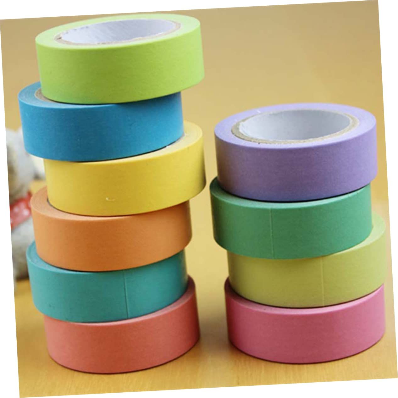 10 Rolls Adhesive Tape Colored Painters Tape Decorators Tape Masking Paper for view 3