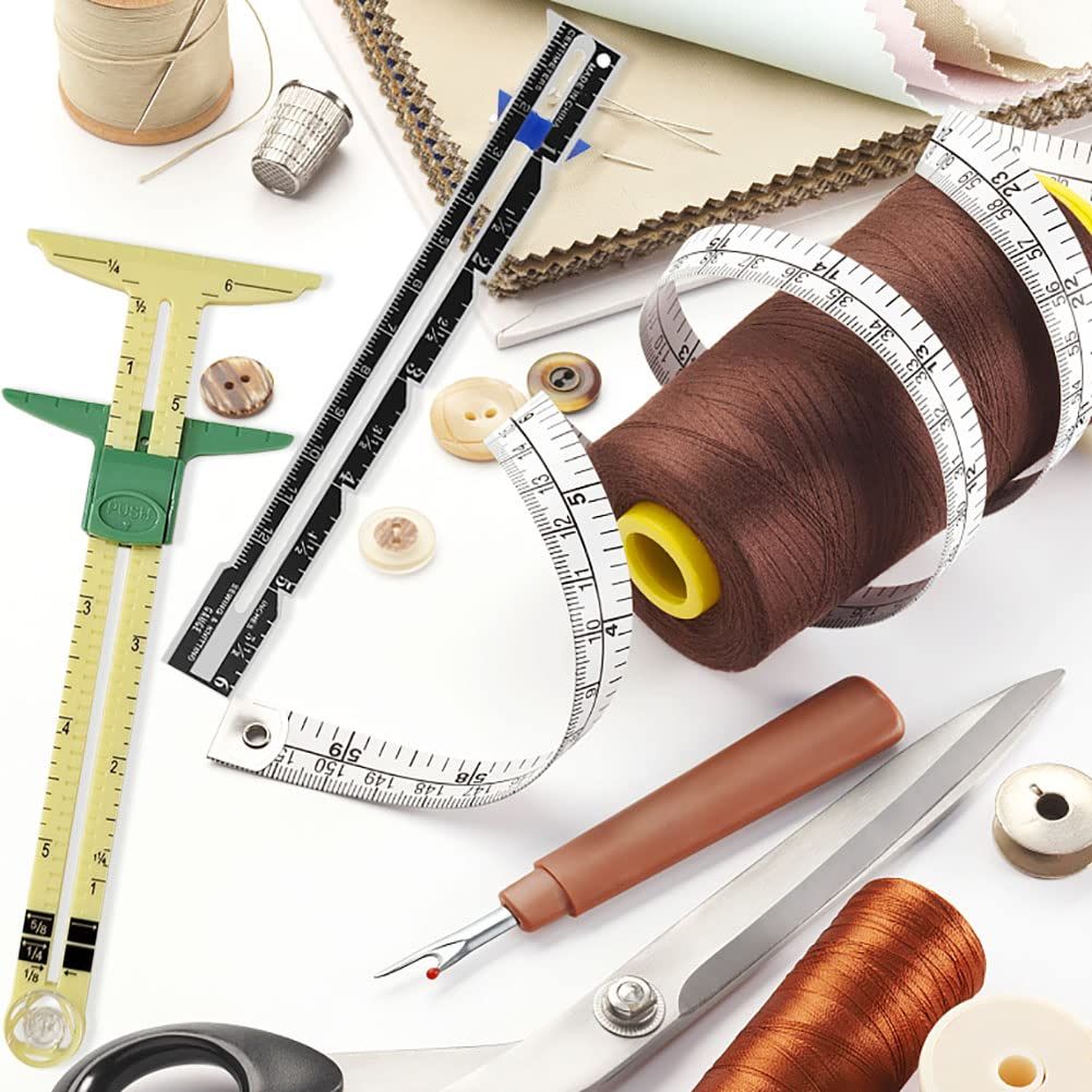 2pcs 5 in 1 Handy Sliding Sewing Gauge Quilting Tools for Beginner Work as T-Gauge view 4