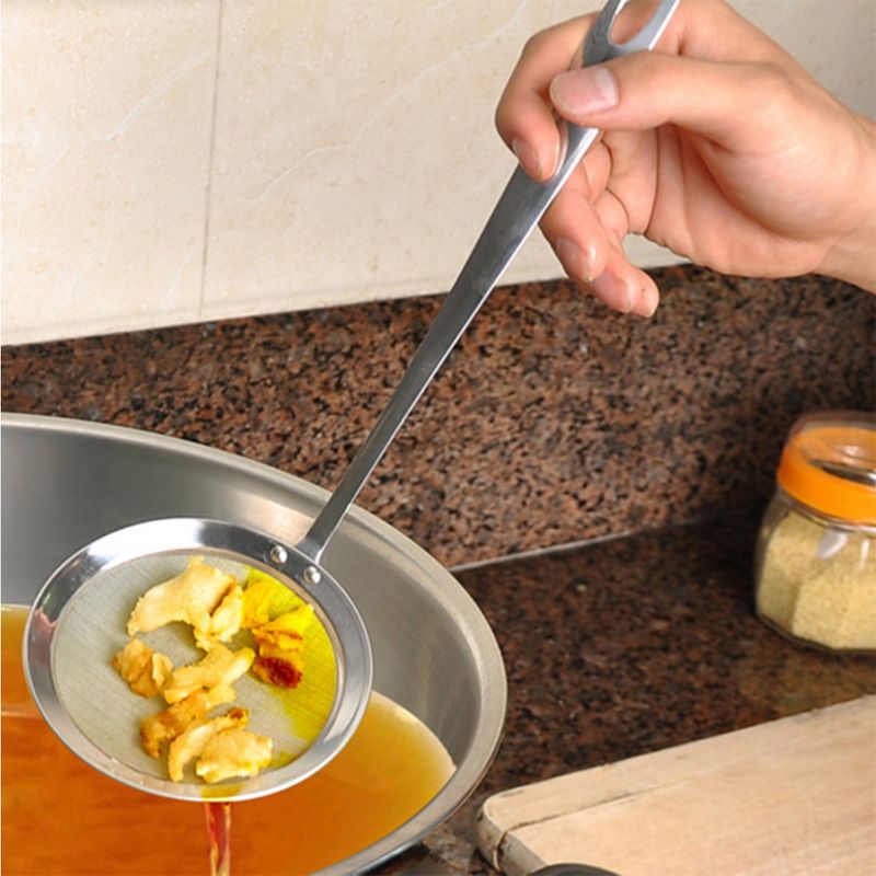 Fine Mesh Skimmer Spoon,Stainless Steel Cooking Oil Filter Strainer,Kitchen view 2