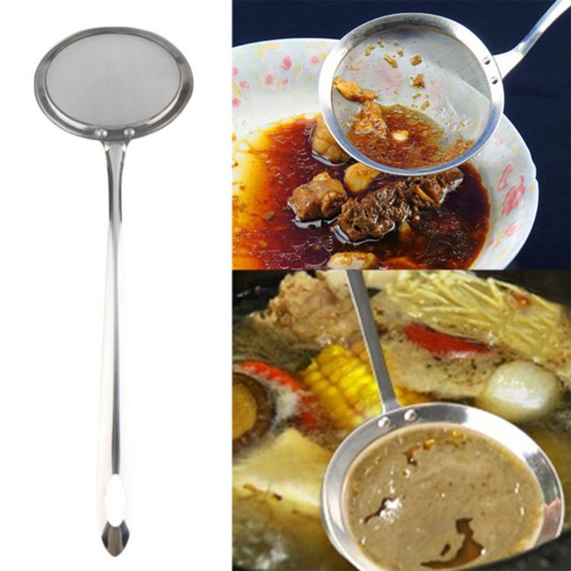 Fine Mesh Skimmer Spoon,Stainless Steel Cooking Oil Filter Strainer,Kitchen view 3