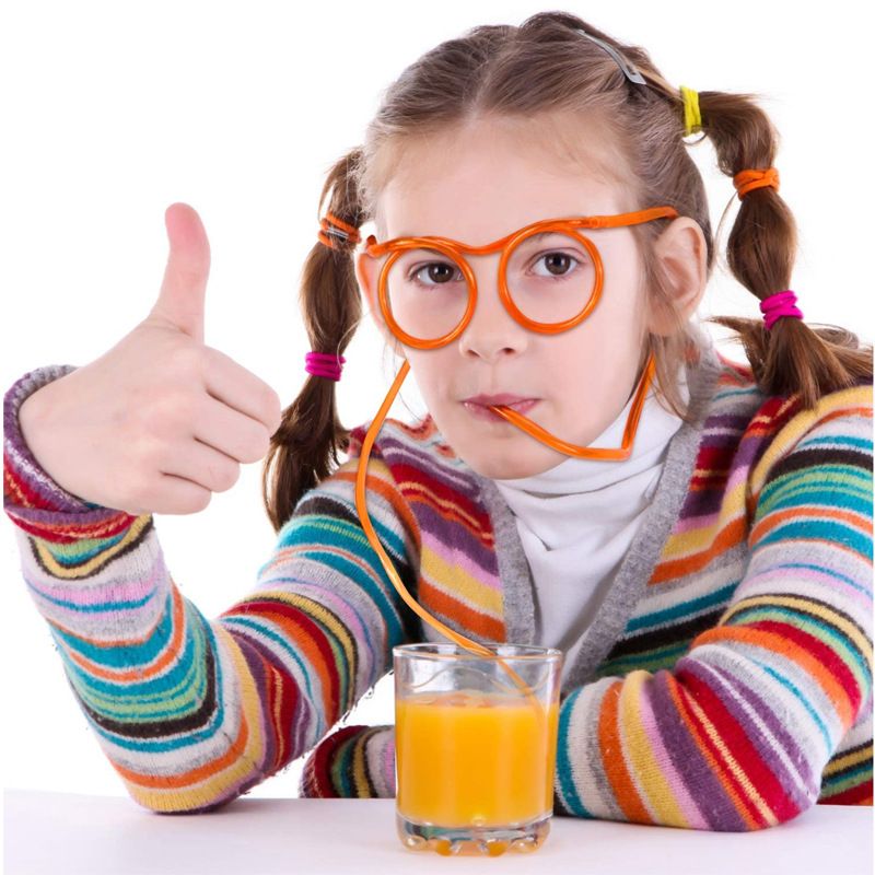 10 Pieces Silly Straw Glasses Eyeglasses Straws Eyeglasses Crazy Fun Loop view 3