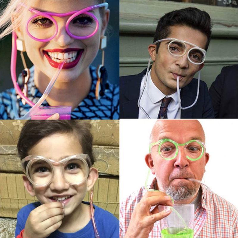 10 Pieces Silly Straw Glasses Eyeglasses Straws Eyeglasses Crazy Fun Loop view 5